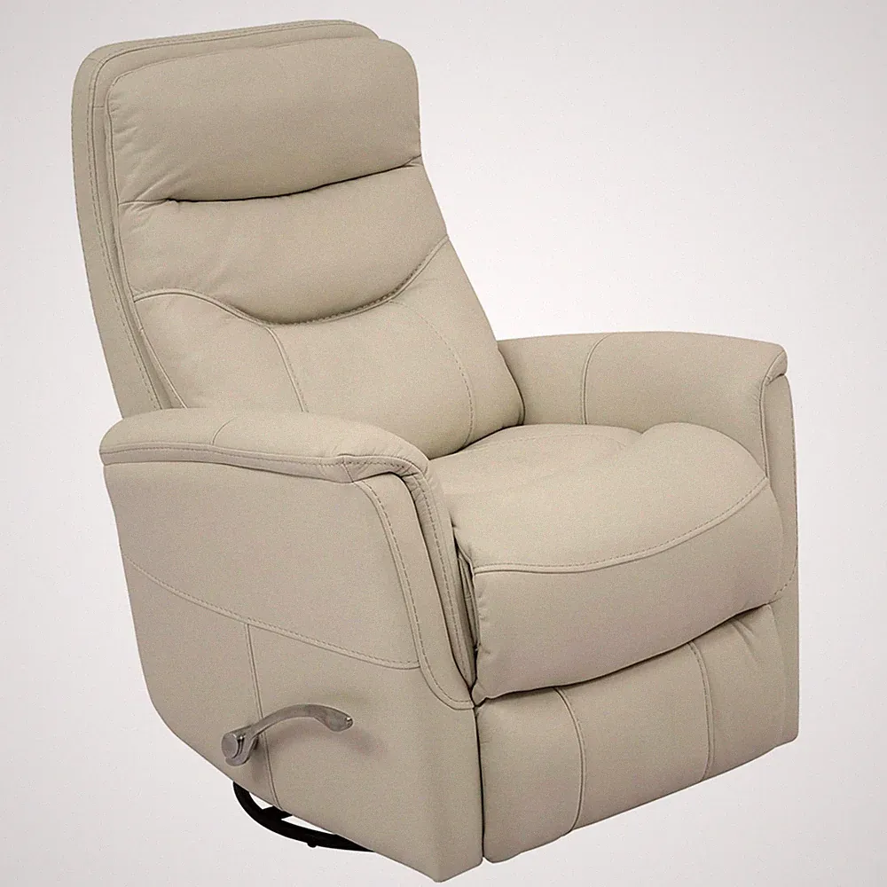 Parker Living Gemini Leather Manual Swivel Glider Recliner in Ivory