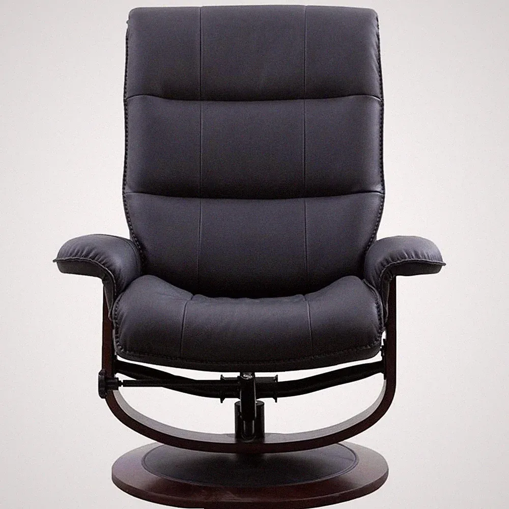 Parker Living Knight Fabric Manual Reclining Swivel Chair and Ottoman in Black