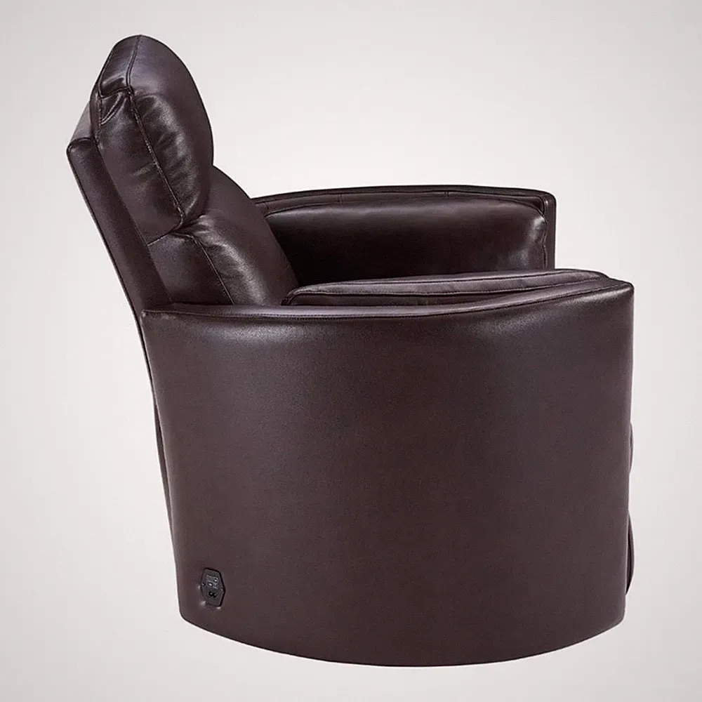 Parker Living Radius Leather Power Cordless Swivel Glider Recliner in Brown