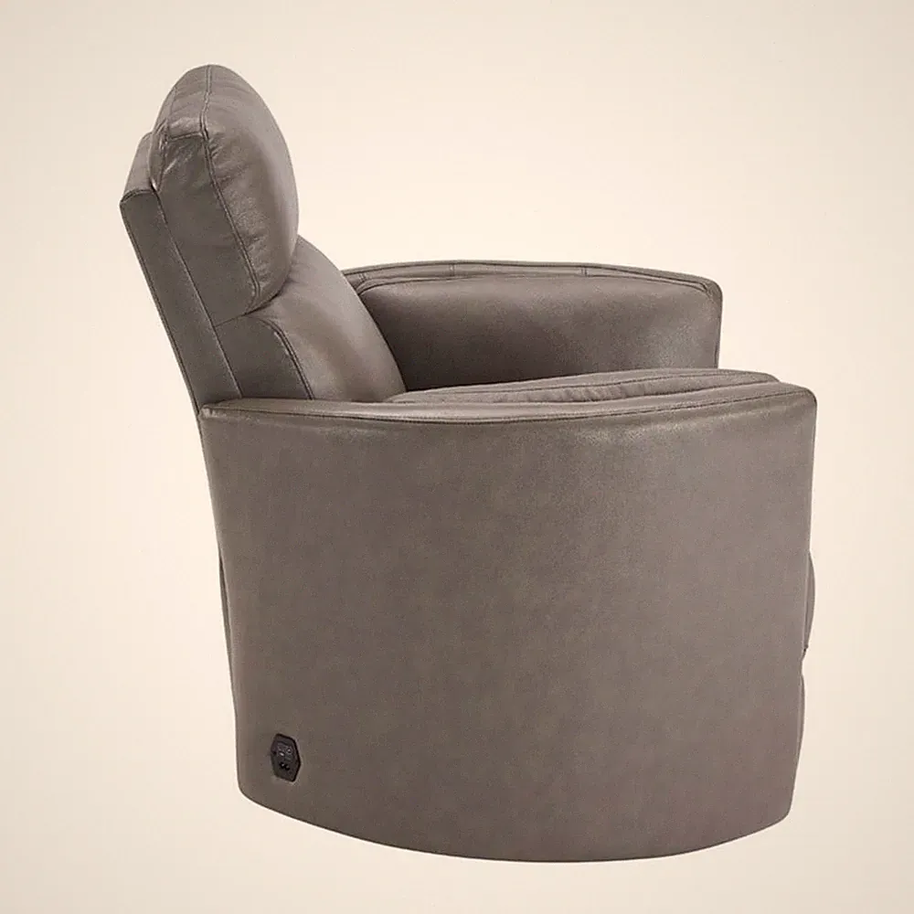 Parker Living Radius Leather Power Cordless Swivel Glider Recliner in Gray