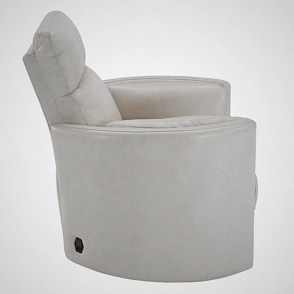 Parker Living Radius Leather Power Cordless Swivel Glider Recliner in Ivory