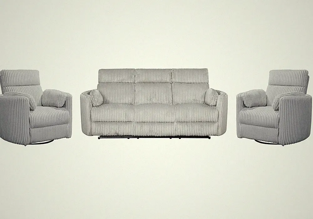 Parker Living Radius - Mega Grey Power Reclining Sofa and Two Recliners
