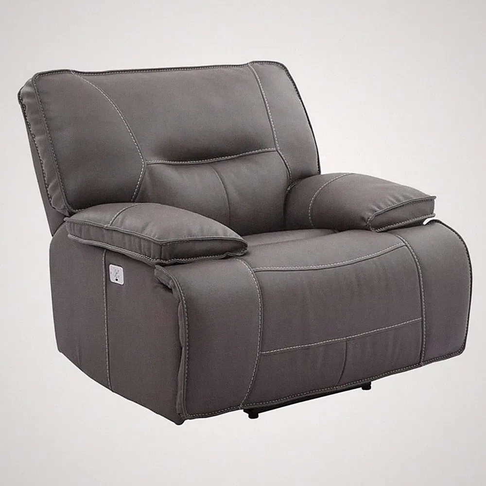Parker Living Spartacus Fabric Power Recliner in Haze Gray Finish