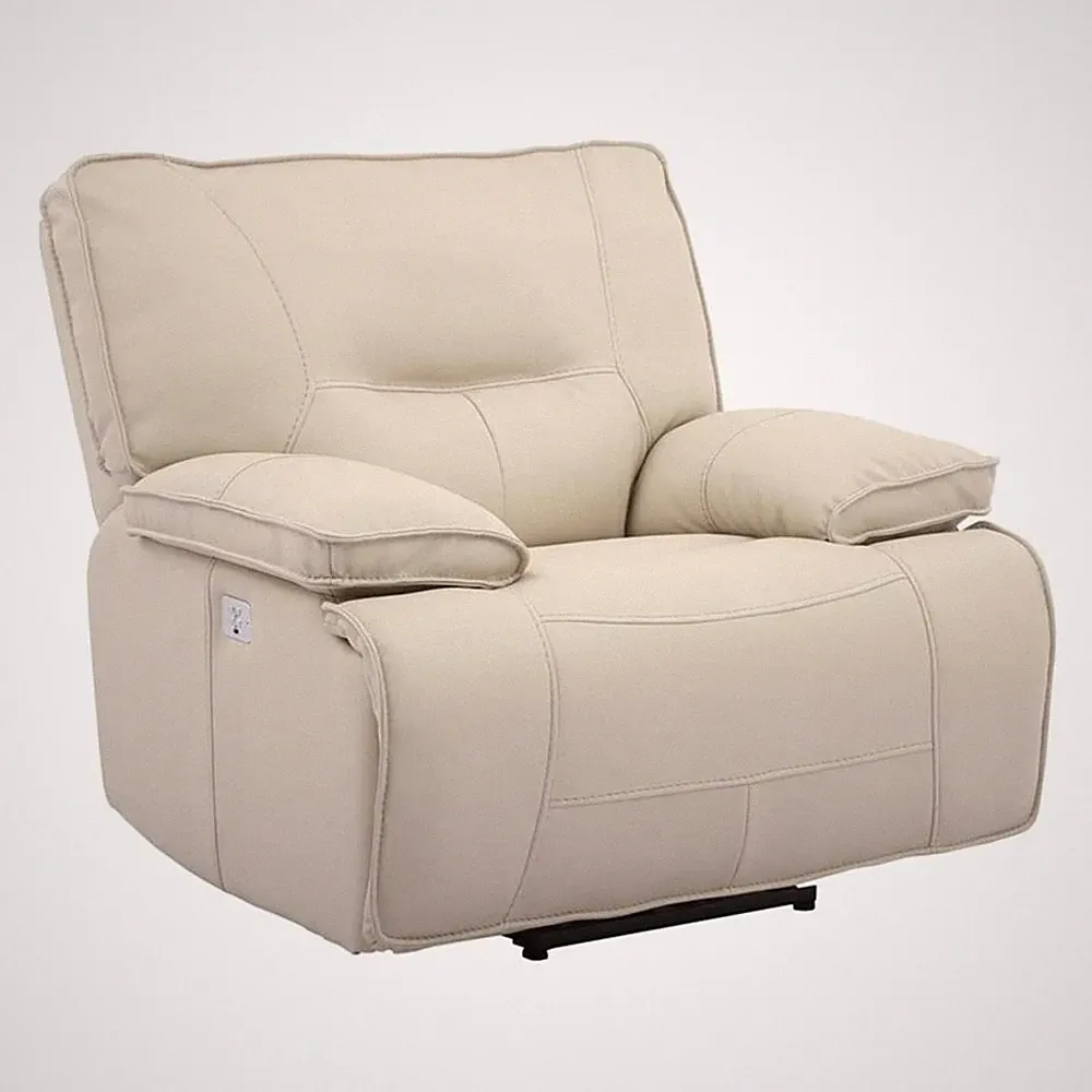 Parker Living Spartacus Fabric Power Recliner in Oyster Fossil Beige