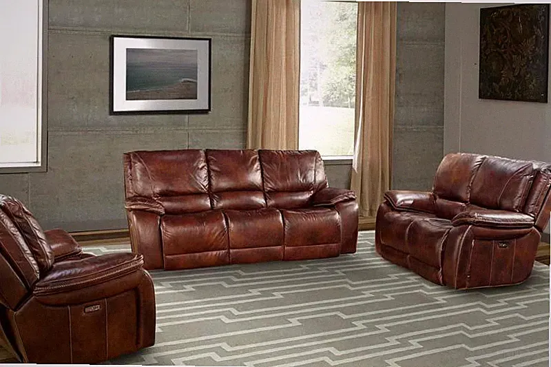 Parker Living - Vail Burnt Sienna Leather 2 Piece Dual Reclining Power Sofa S...