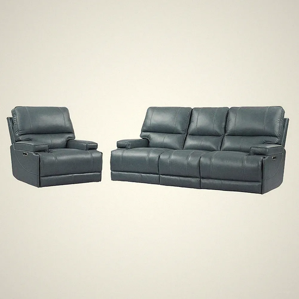 Parker Living Whitman Verona Azure Power Reclining Sofa and Recliner