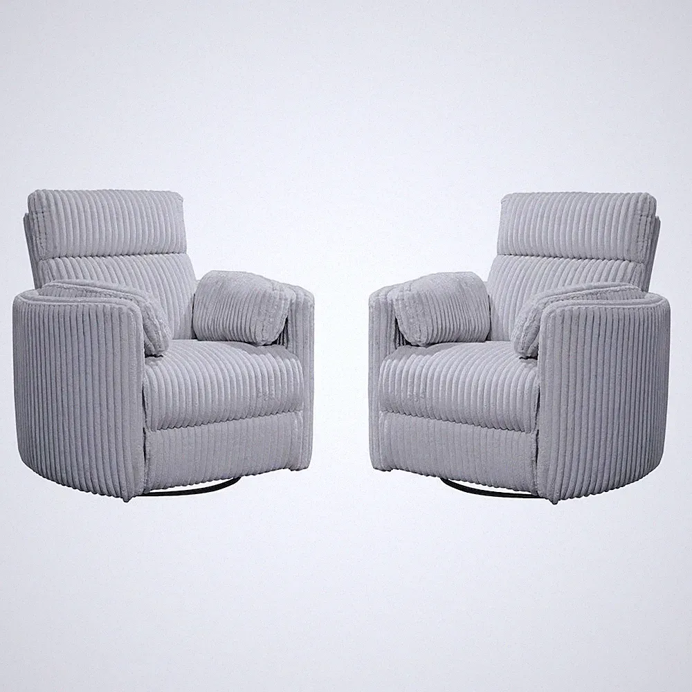 Radius - Mega Grey Power Swivel Glider Recliner Two Pack